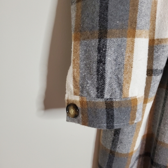 #70 BOUTIQUE LARGE Oversized Shacket Cozy Comfy Jacket Shirt Plaid Flannel - Picture 5 of 6